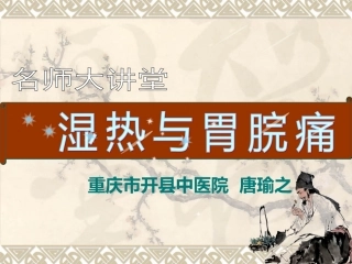 湿热与胃痛(补充)(名师大讲堂)2013.10.4
