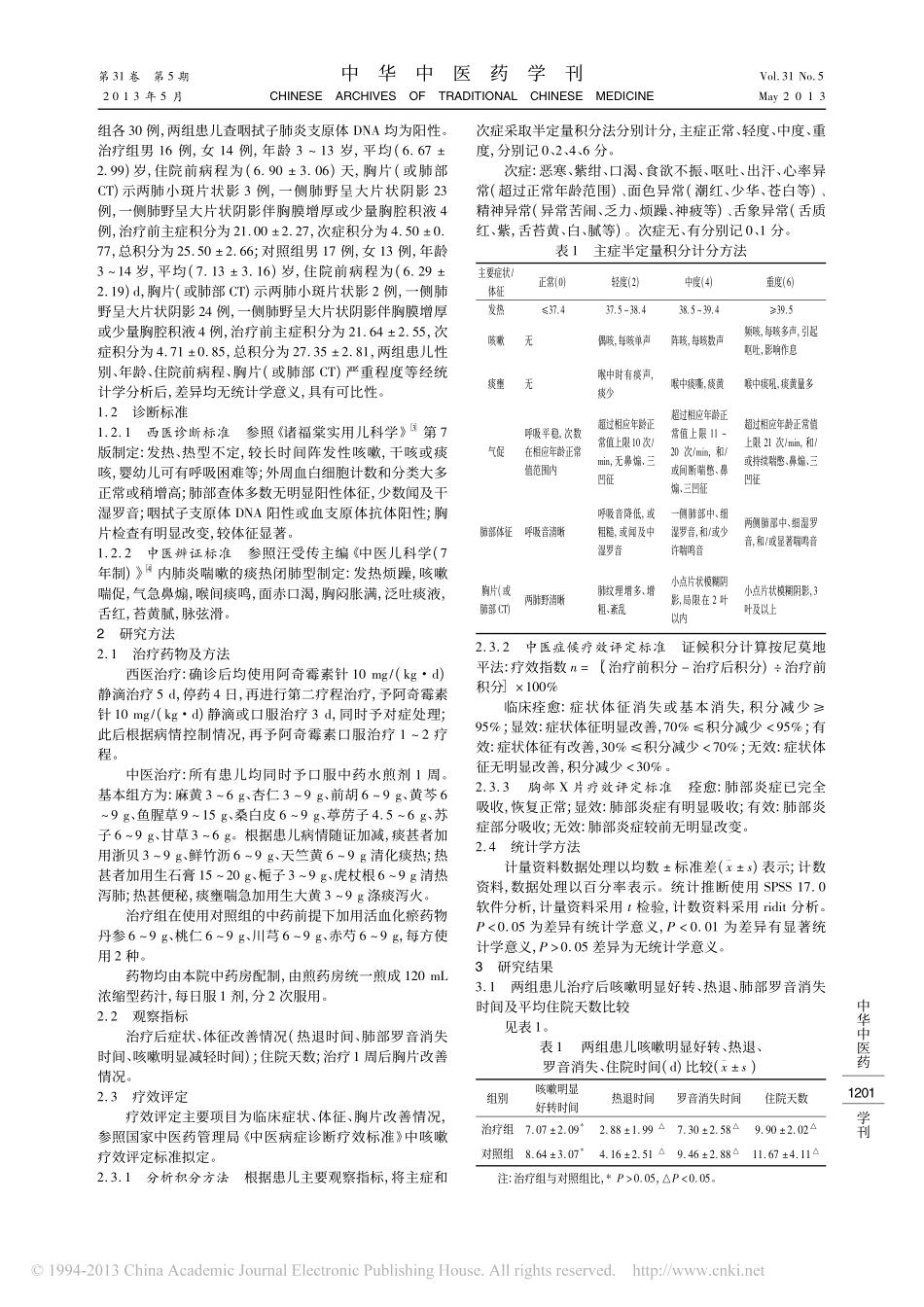 活血化瘀药佐治儿童痰热闭肺型支原体肺炎的疗效观察_朱永琴_第2页