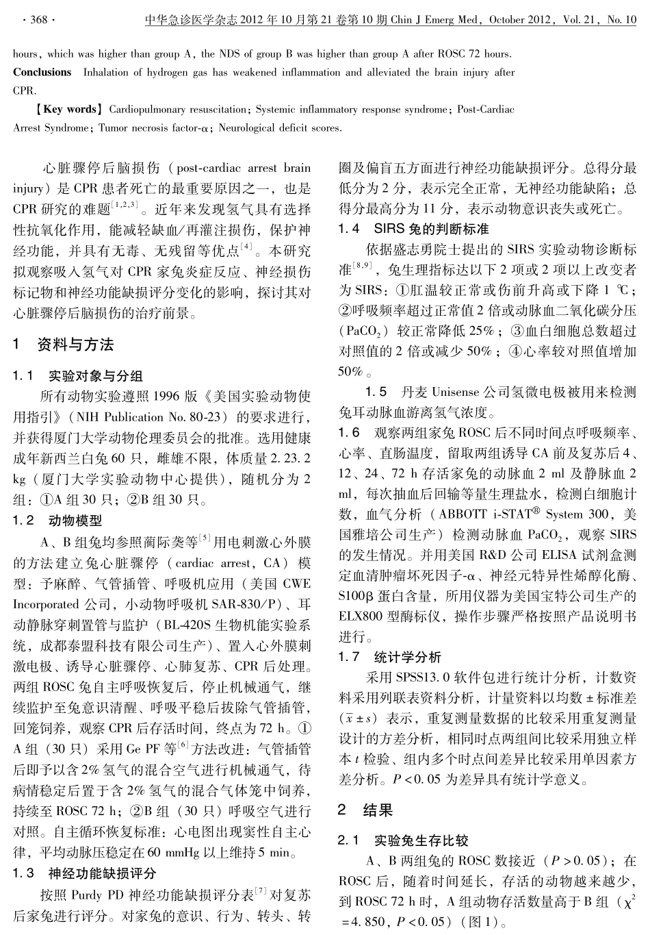 氢气减轻家兔心脏骤停后脑损伤_第2页