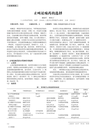 止咳祛痰药的选择