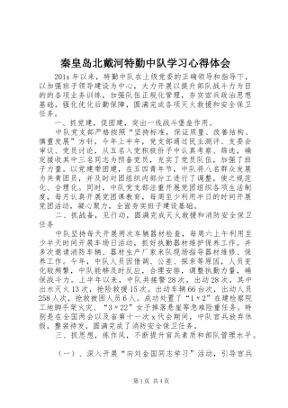 秦皇岛北戴河特勤中队学习心得体会