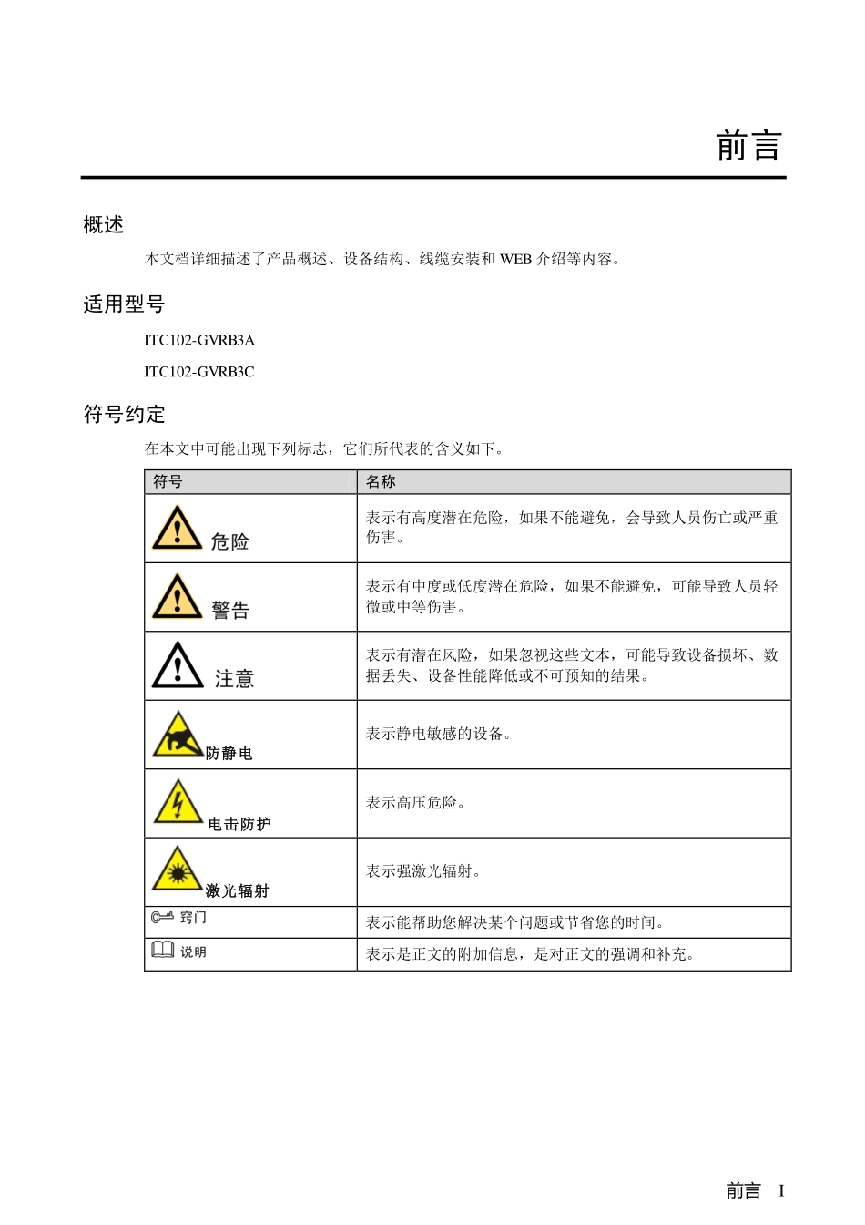 智能交通高清摄像机_使用说明书_V1.0.3_第2页