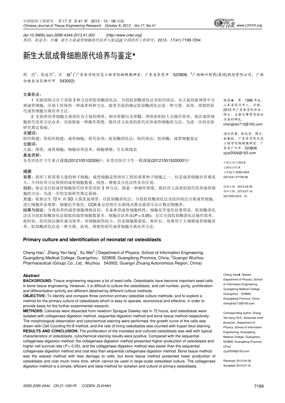 新生大鼠成骨细胞原代培养与鉴定_第1页