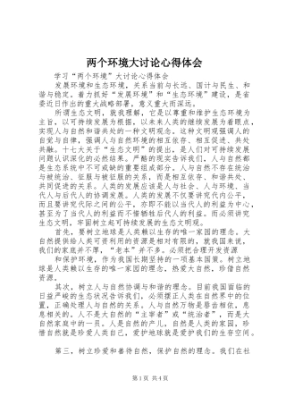 两个环境大讨论心得体会