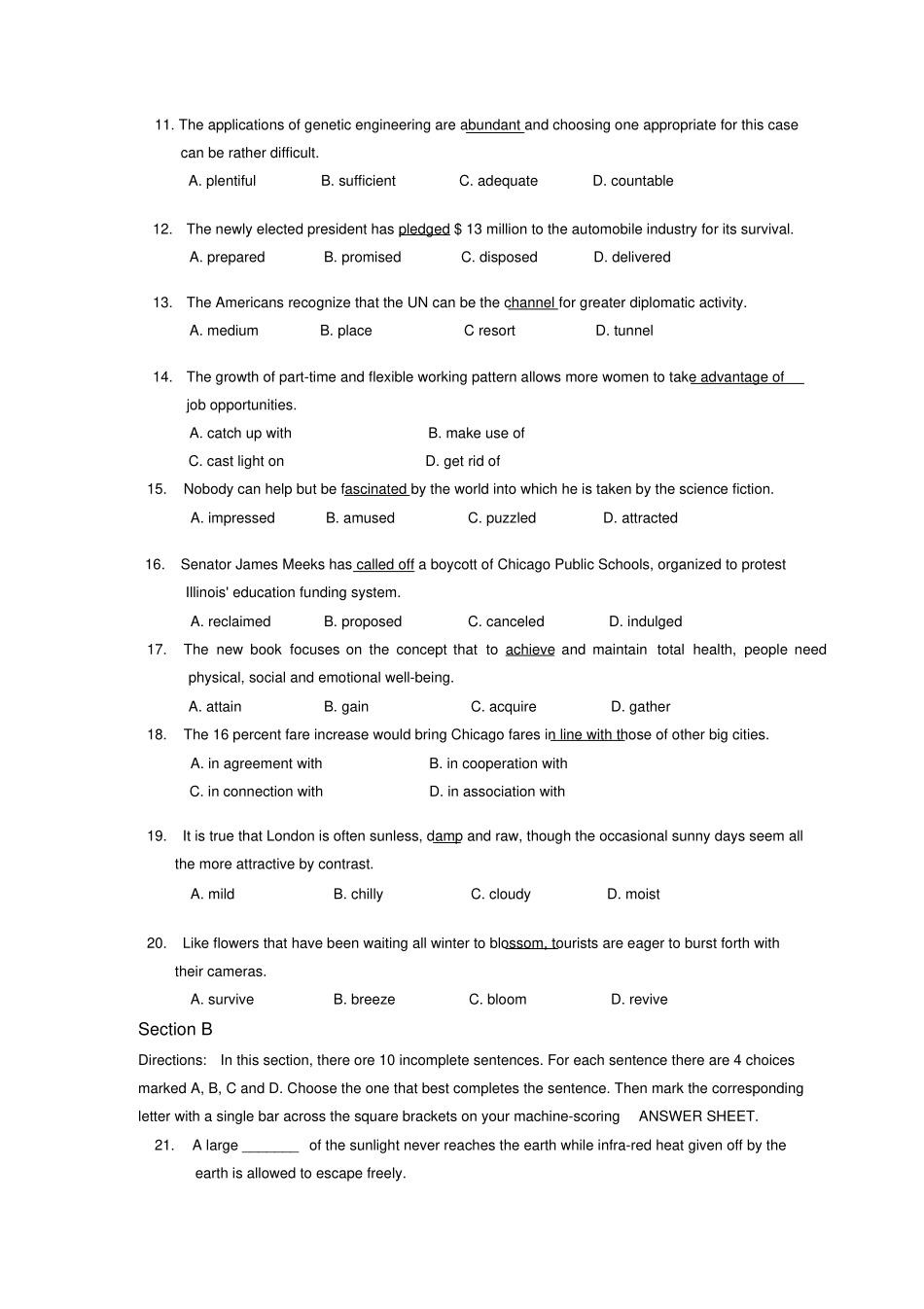 2009年同等学力英语真题_第3页