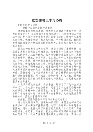 党支部书记学习心得