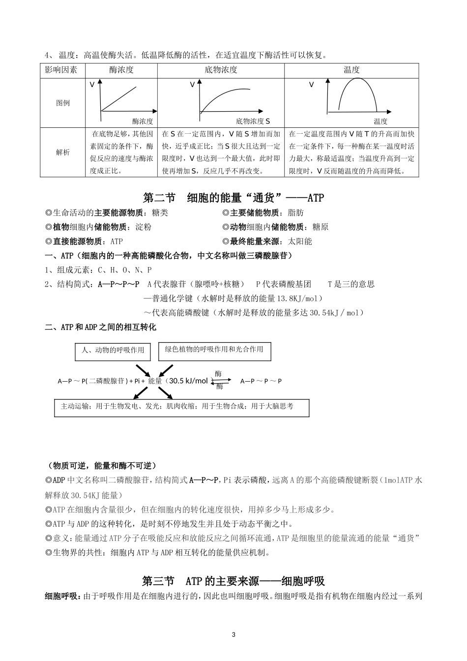 必修1第五章--细胞的能量供应和利用(知识点)_第3页