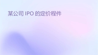 某公司IPO的定价过程课件