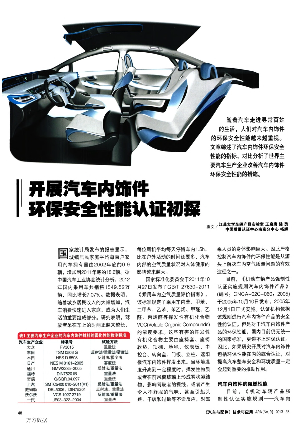 开展汽车内饰件环保安全性能认证初探_第1页