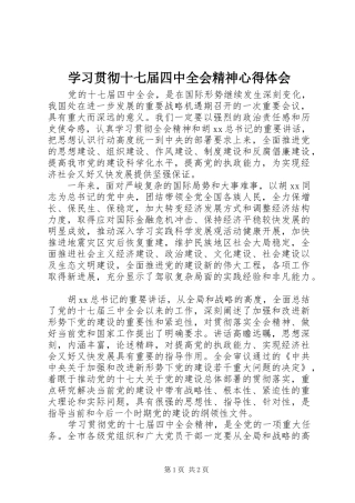 学习贯彻十七届四中全会精神心得体会