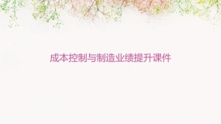 成本控制与制造业绩提升课件