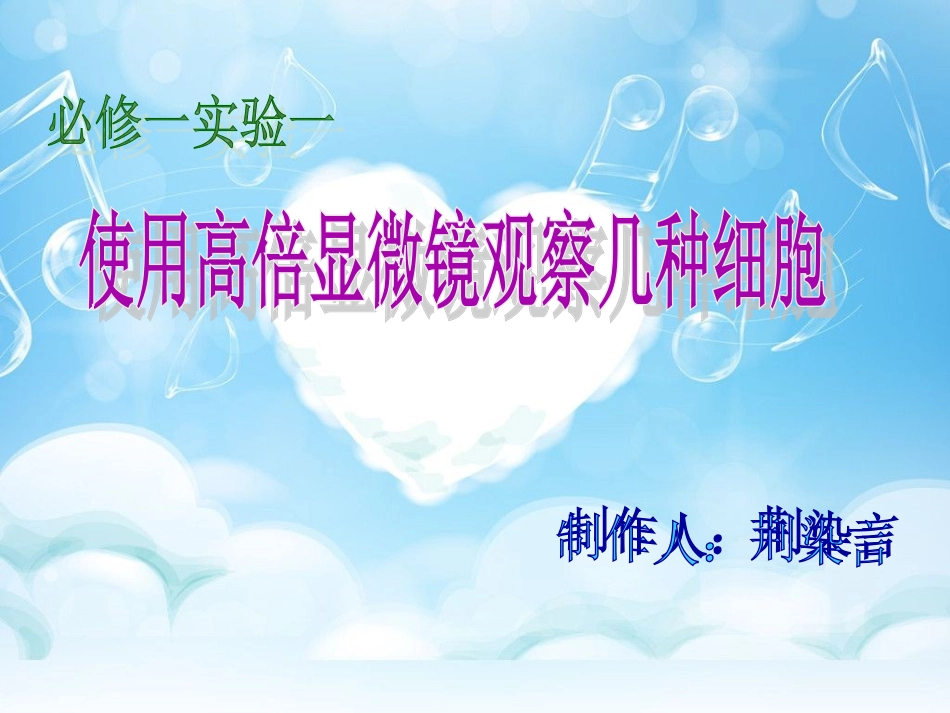 实验一(必修一第7页)：使用高倍显微镜观察几种细胞_第1页