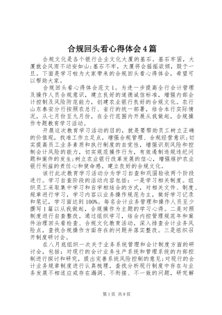 合规回头看心得体会4篇