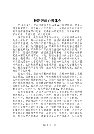 挂职锻炼心得体会