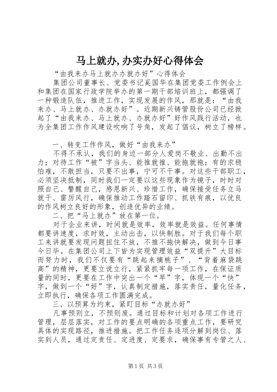 马上就办,办实办好心得体会_第1页