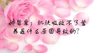 娇碧泉：肌肤吸收不了营养是什么原因导致的？
