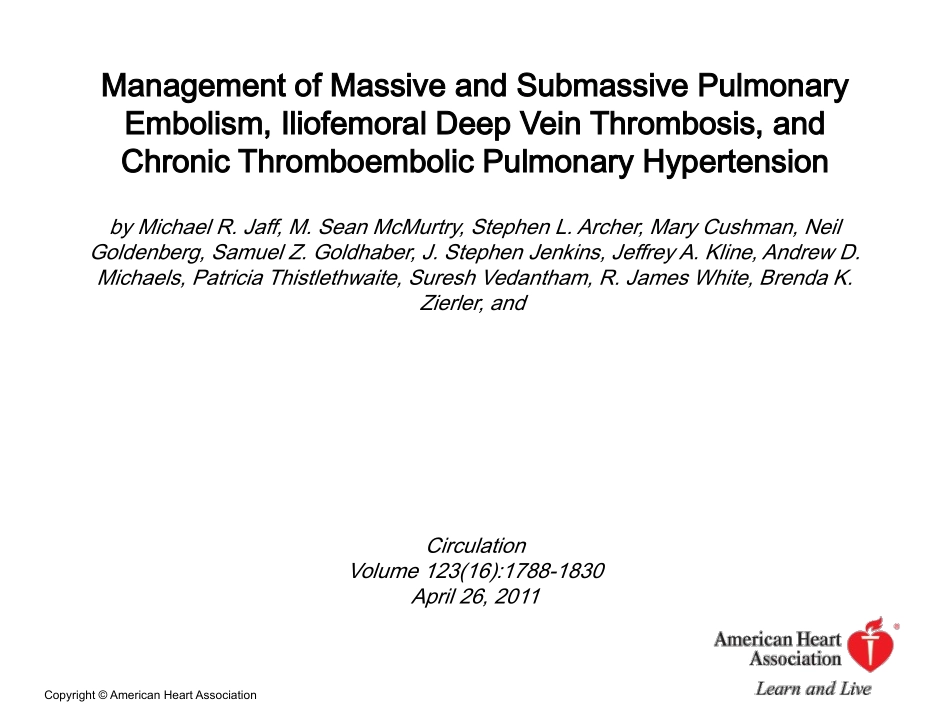 大面积和次大面积肺栓塞、髂股深静脉----_第2页