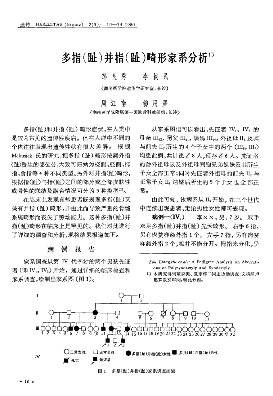 多指(趾)并指(趾)畸形家系分析1)_第1页