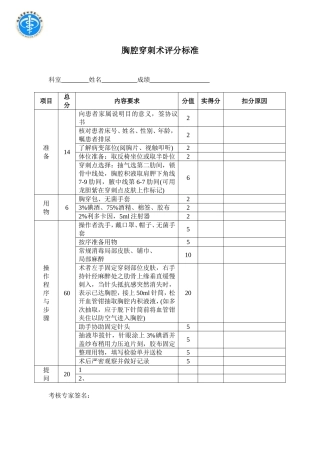 四大穿刺评分标准+换药