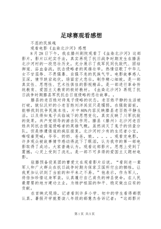 足球赛观看感想