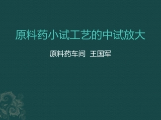 原料药-小试工艺的中试放大