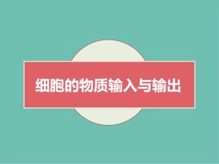 原创4：细胞的物质输入和输出
