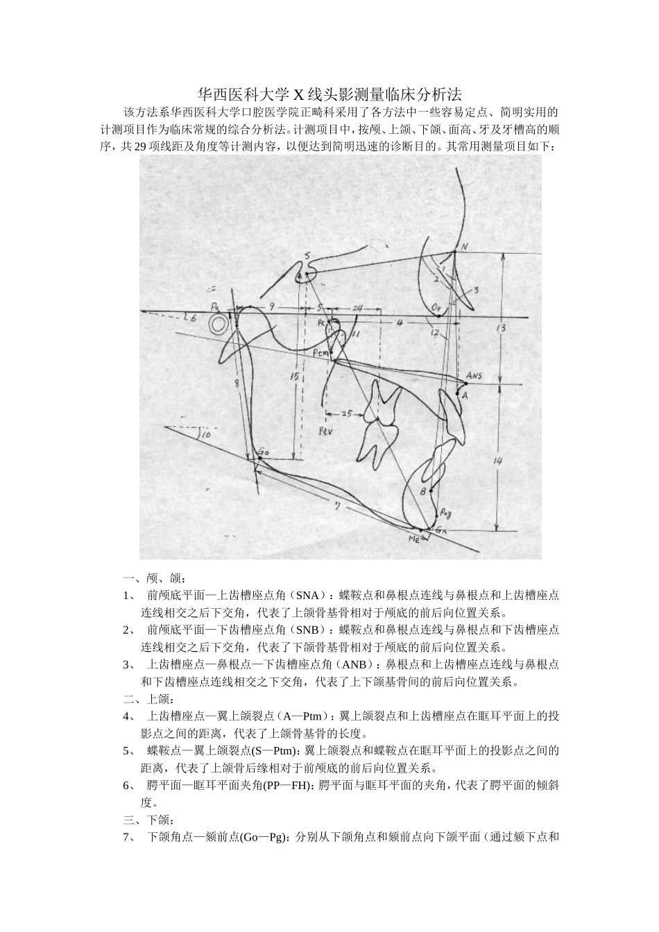 华西医科大学X线头影测量临_第1页