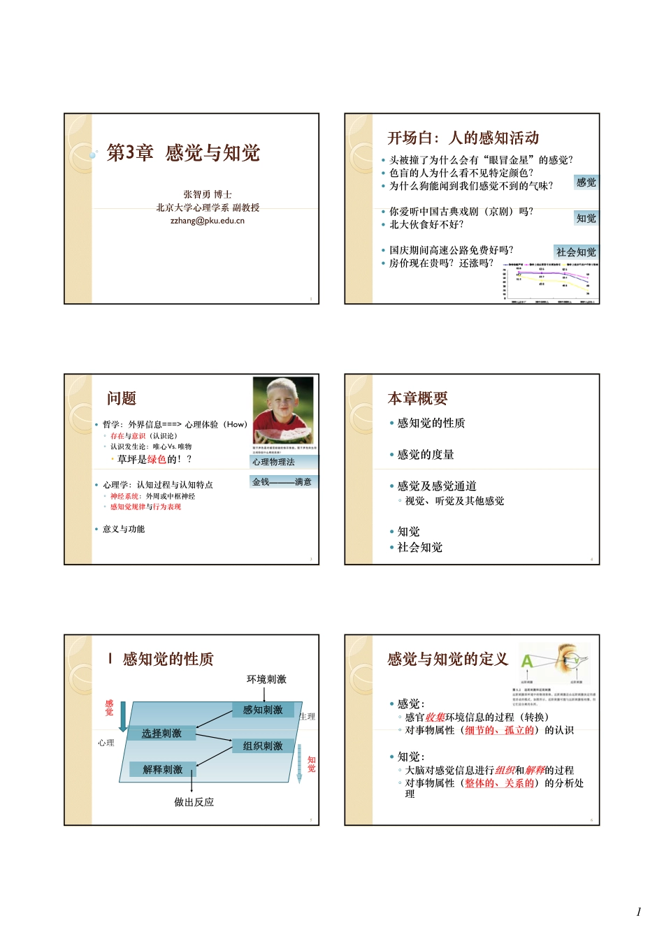 北大心理学概论课件 03感觉与知觉_第1页