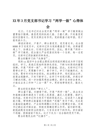 XX年3月党支部书记学习“两学一做”心得体会