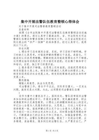 集中开展法警队伍教育整顿心得体会