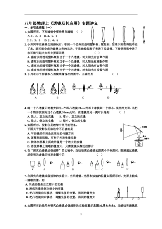八年级物理上《透镜及其应用》专题讲义
