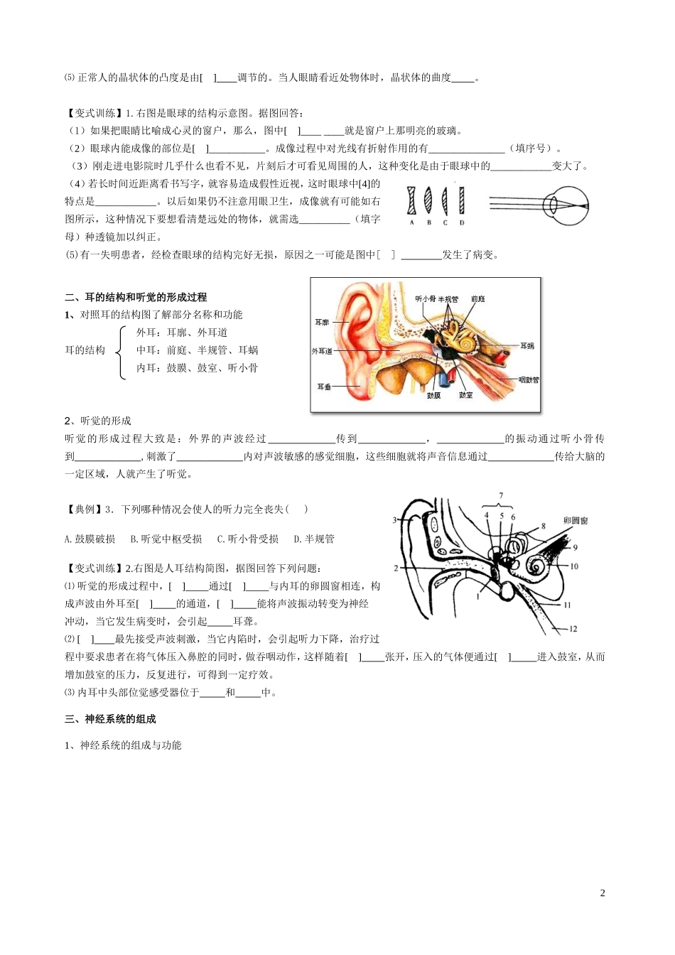 八下生物《第六章__人体生命活动的调节》教案李建华_第2页
