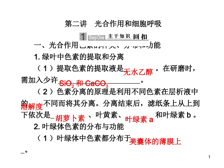 光合作用和细胞有氧呼吸以及无氧呼吸_第1页