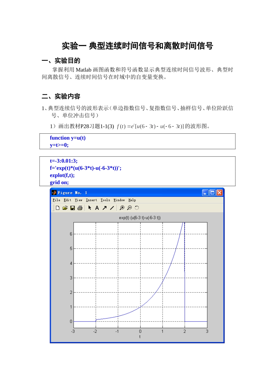 信号与系统Matlab实验作业_第1页