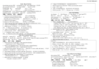 PEP小学英语五年级下册总复习资料