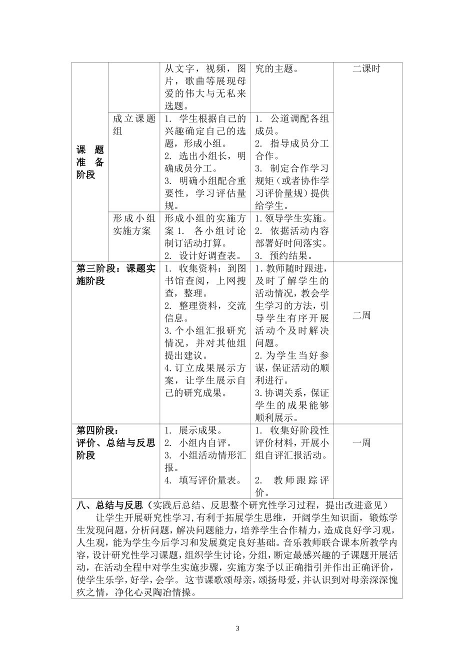 高中音乐研究性学习设计方案_第3页