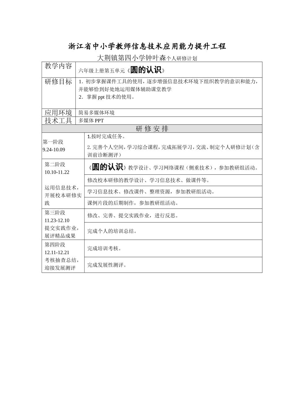 钟叶森个人研修计划_第1页