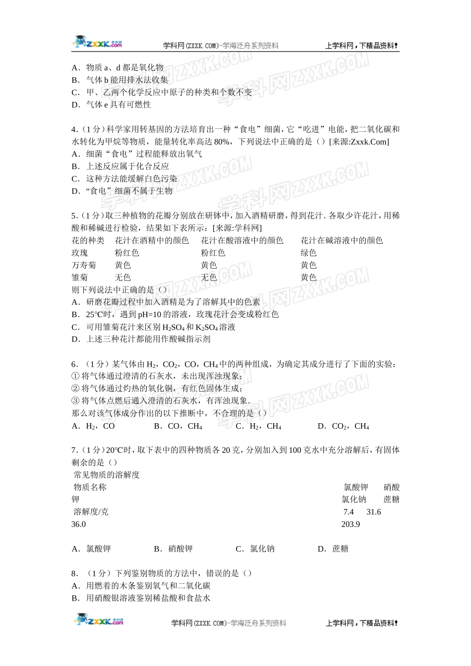 江苏省泰州市泰兴市济川中学2015届中考化学一模试卷【解析版】-(2)_第2页