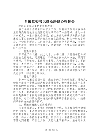 乡镇党委书记群众路线心得体会