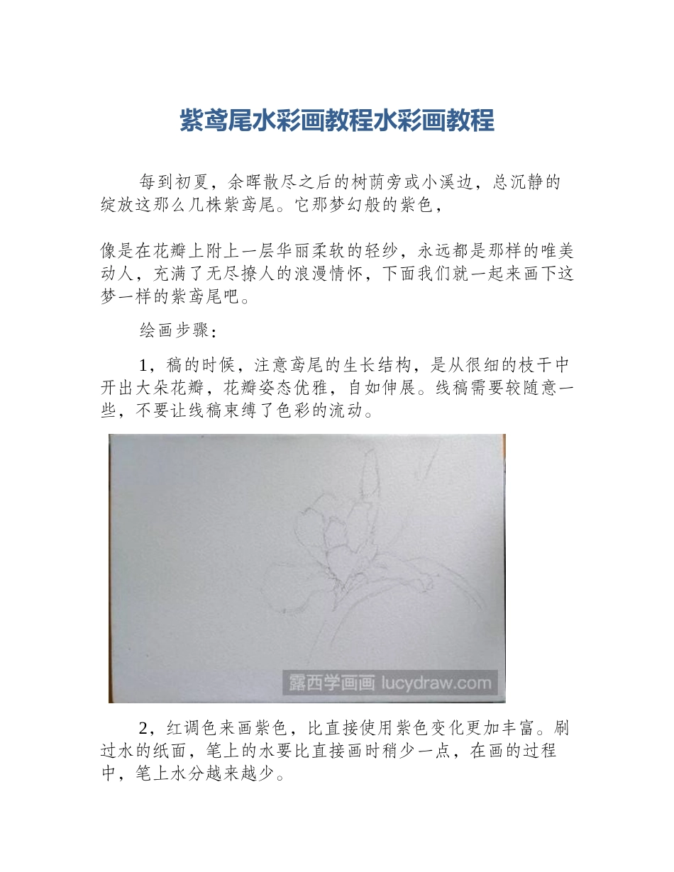 紫鸢尾水彩画教程水彩画教程_第1页