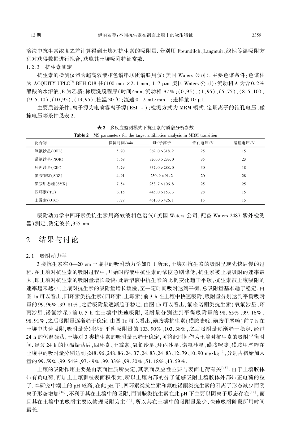 不同抗生素在剖面土壤中的吸附特征_第3页