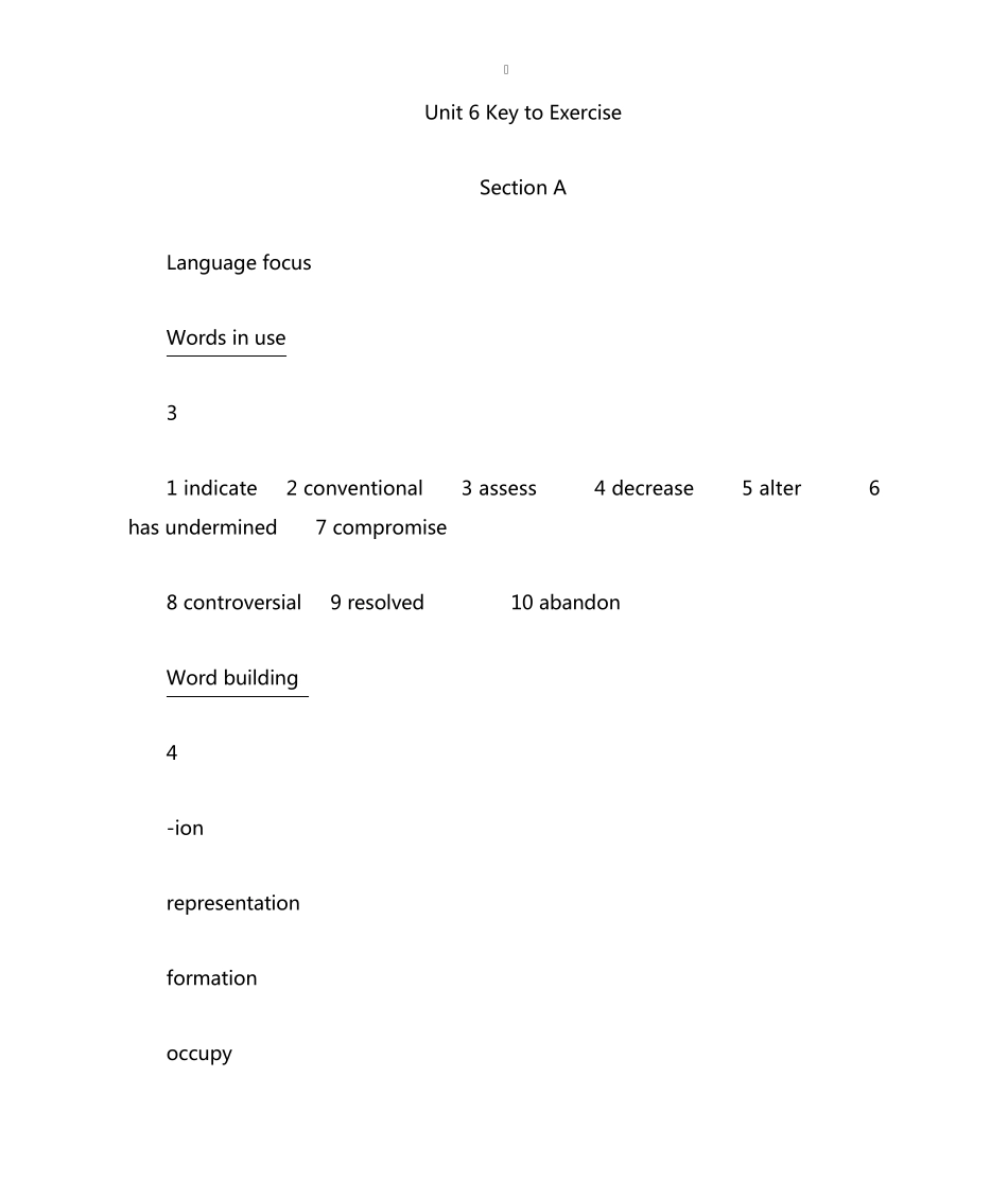 新视野大学英语第三版读写教程第一册Unit6课后练习答案(完整版)_第1页