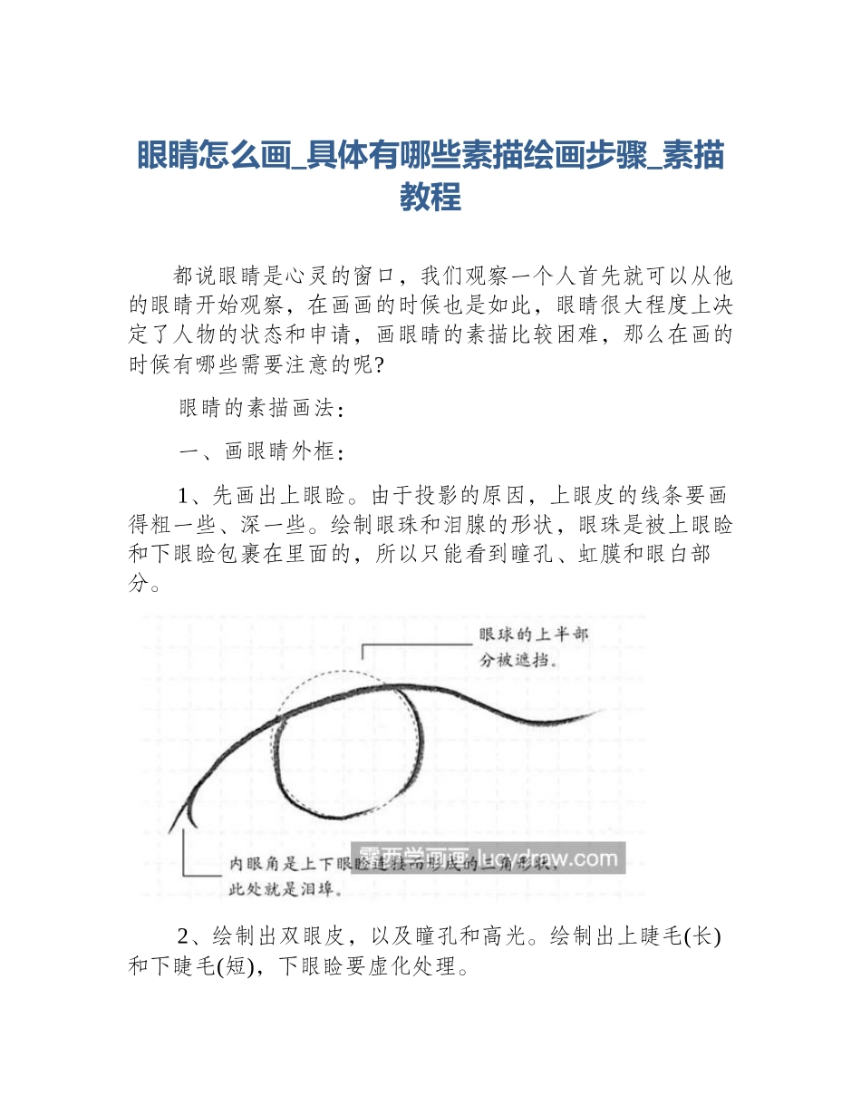 眼睛怎么画_具体有哪些素描绘画步骤_素描教程_第1页