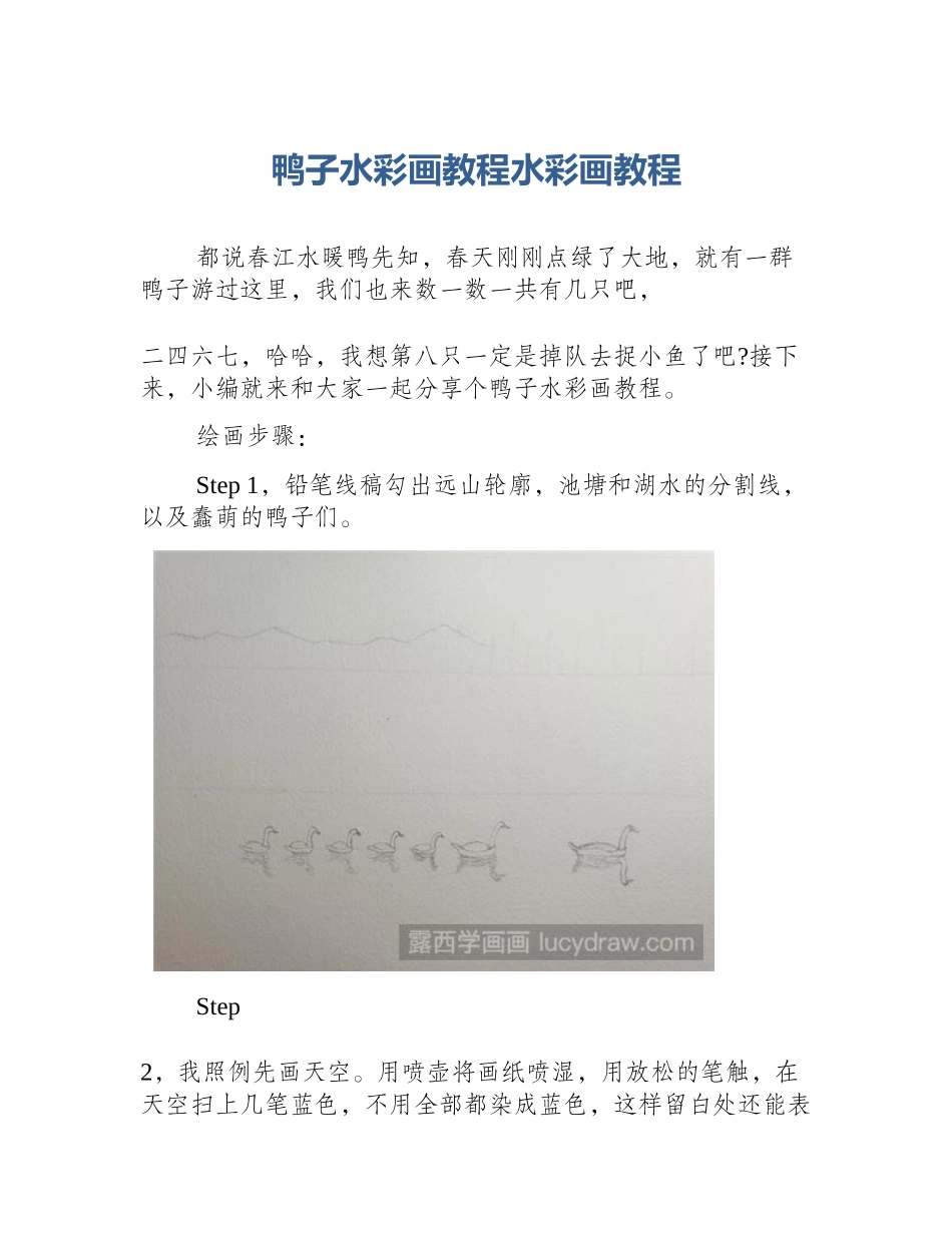鸭子水彩画教程水彩画教程_第1页