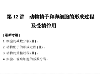 一轮复习动物精子和卵细胞的形成过程