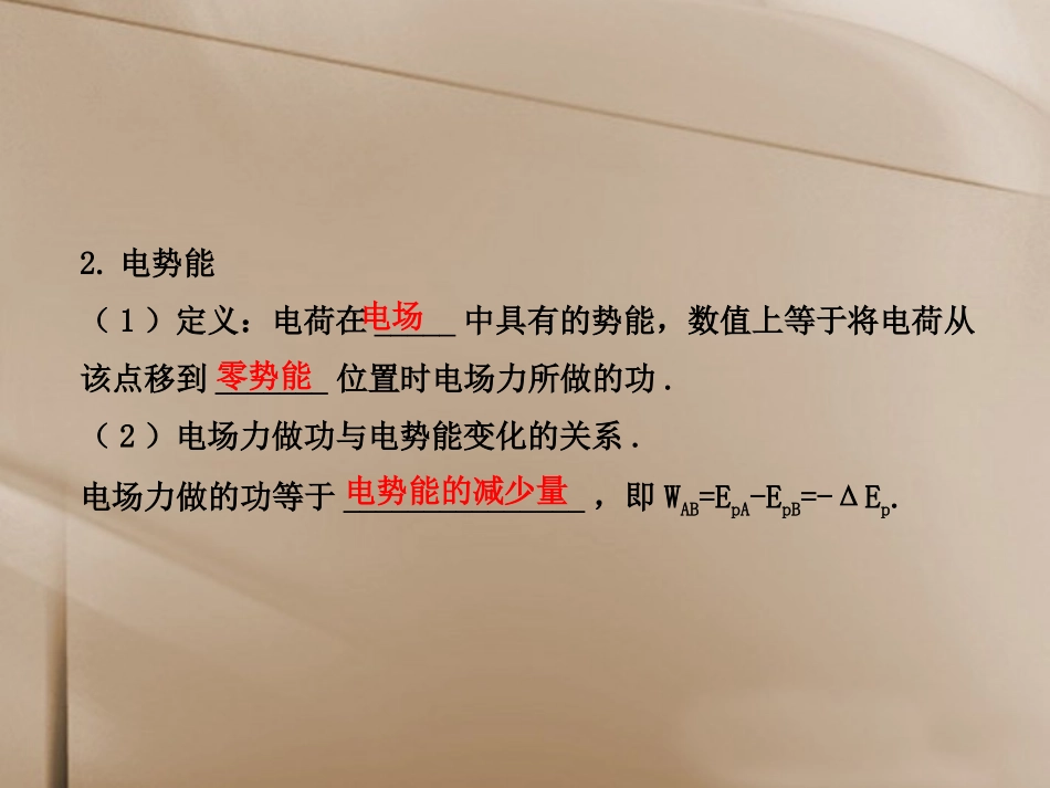 【全程复习】(广西专用)(广西专用)2014年高考物理一轮复习 9.2电势差 电势 电势能课件 新人教版_第3页