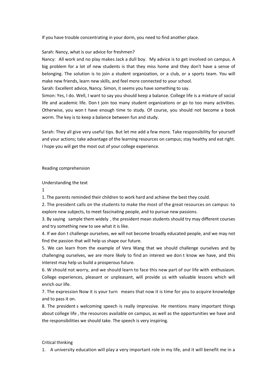 新视野大学英语(第三版)第一册读写教程课后习题答案 _第2页