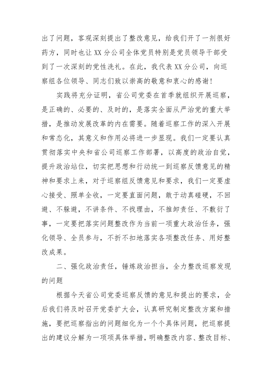 在巡察反馈会上的表态发言【6篇范文】 _第2页