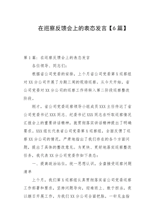 在巡察反馈会上的表态发言【6篇范文】 