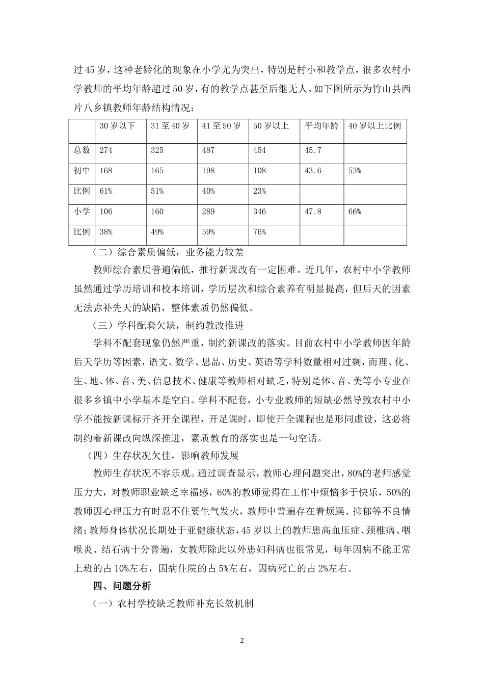 关于农村教师的调查报告_第2页